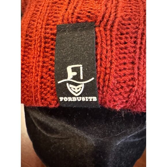 Forbusite Ribbed Knit Slouchy Beanie Hat Red Unisex One Size - Picture 7 of 9